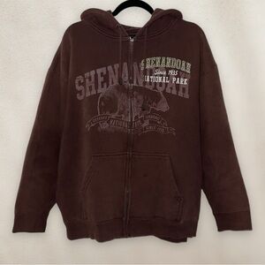 Shenandoah Brown Full Zip Hoodie National Park Bear Sweatshirt CH Apparel Sz XL